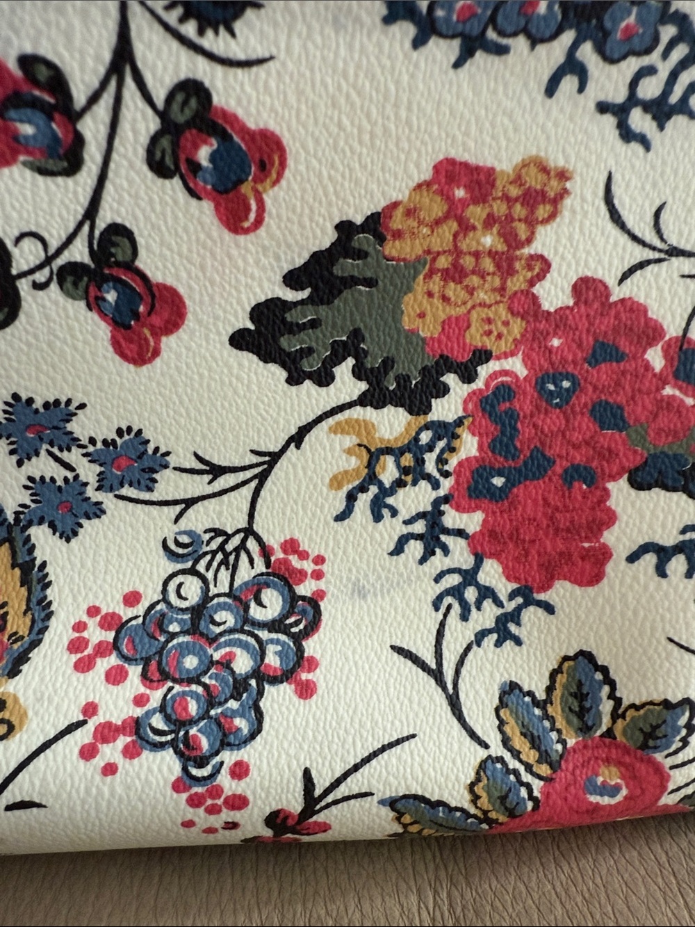 Tory Burch Floral Print Tote Bag with Navy Handles - Cream & Multicolor - Picture 11 of 15